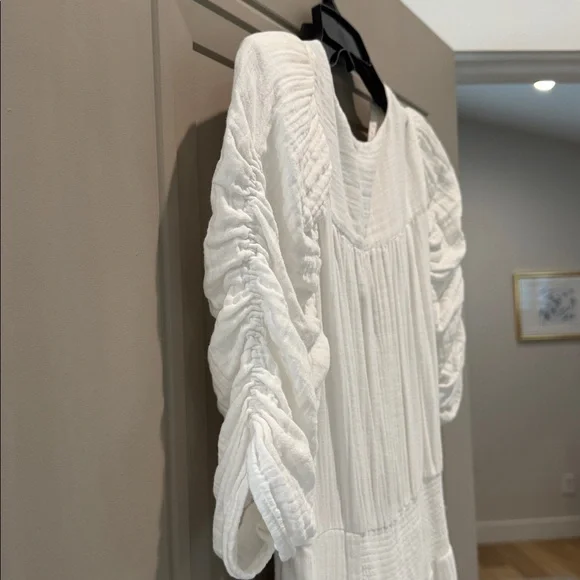 ME+EM Cheesecloth Gathered Sleeve White Maxi Dress NWOT - Picture 7 of 8